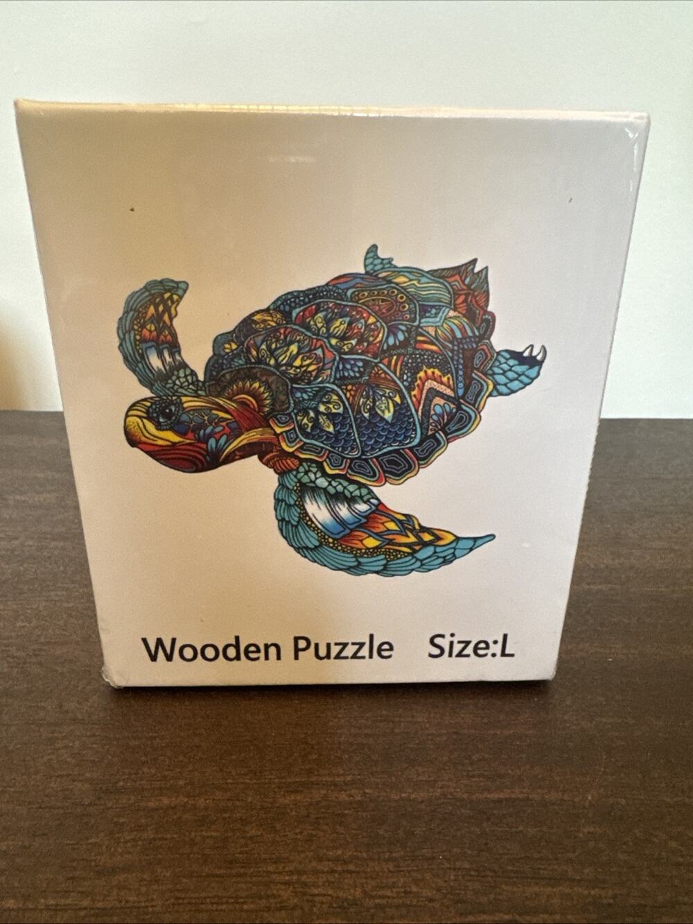 Wooden Puzzle Sea Turtle New Sealed Box Vibrant Colors Fun Relaxing Mystery Box
